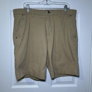 Weatherproof Shorts Men's 36 Beige Khaki Stretch Cargo Flat Front Adventure NWOT